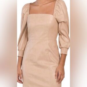 NWT 7 For All Mankind faux leather puff sleeve midi dress